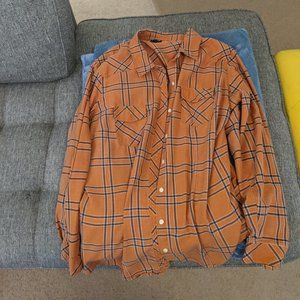 Torrid Burnt Orange Plaid Button-Up Flannel